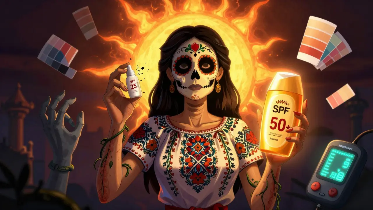 Русская женщина с оливковой кожей, от которой поднимаются признаки пигментации под лучами солнца.