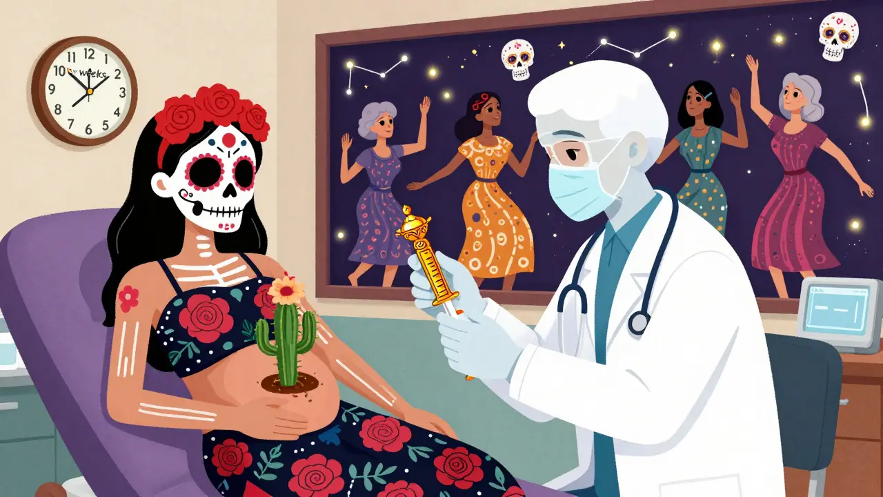 Клиника с врачом, вводящим инъекции золотой сирингой, пациентка в компрессионном белье с розами-черепами.