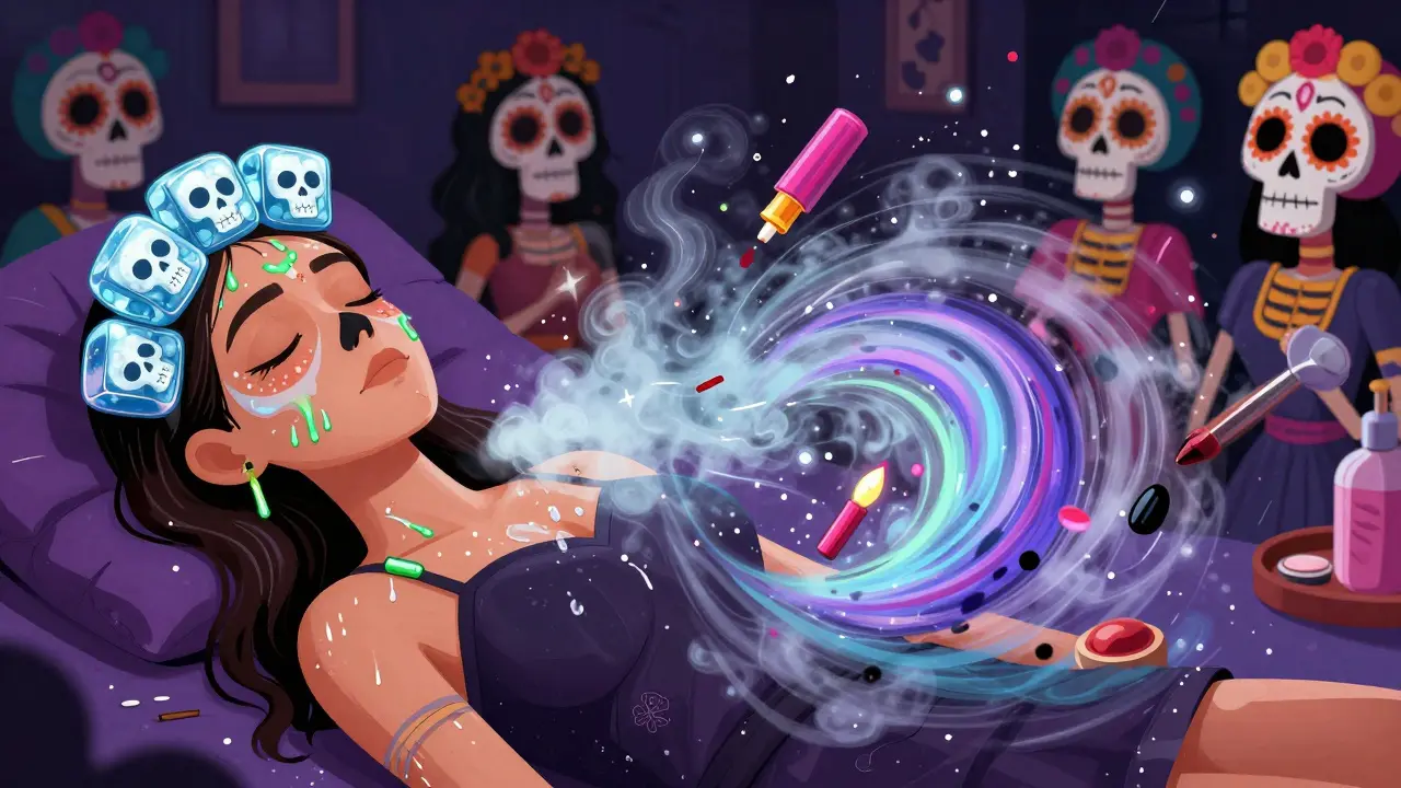 Сравнение спокойного восстановления и хаоса от тренировок и макияжа после мезотерапии.