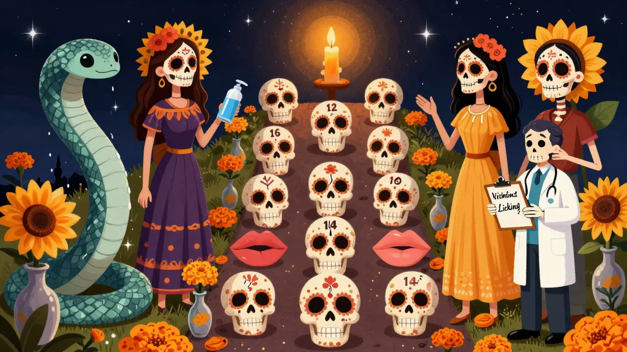 Путь исцеления губ за 14 дней, от треснувших до здоровых, с черепами-маркерами и духами увлажнения.