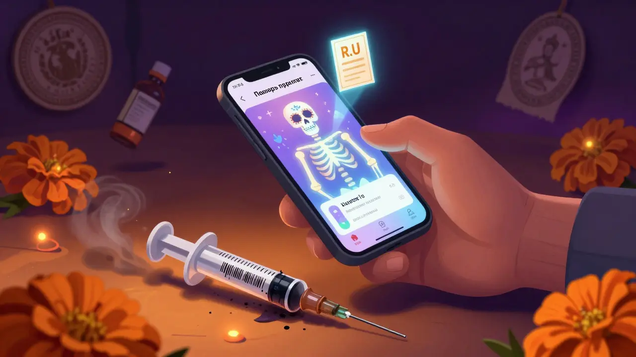 Рука сканирует шприц приложением, на экране — светящийся сертификат, а поддельный шприц превращается в пепел.