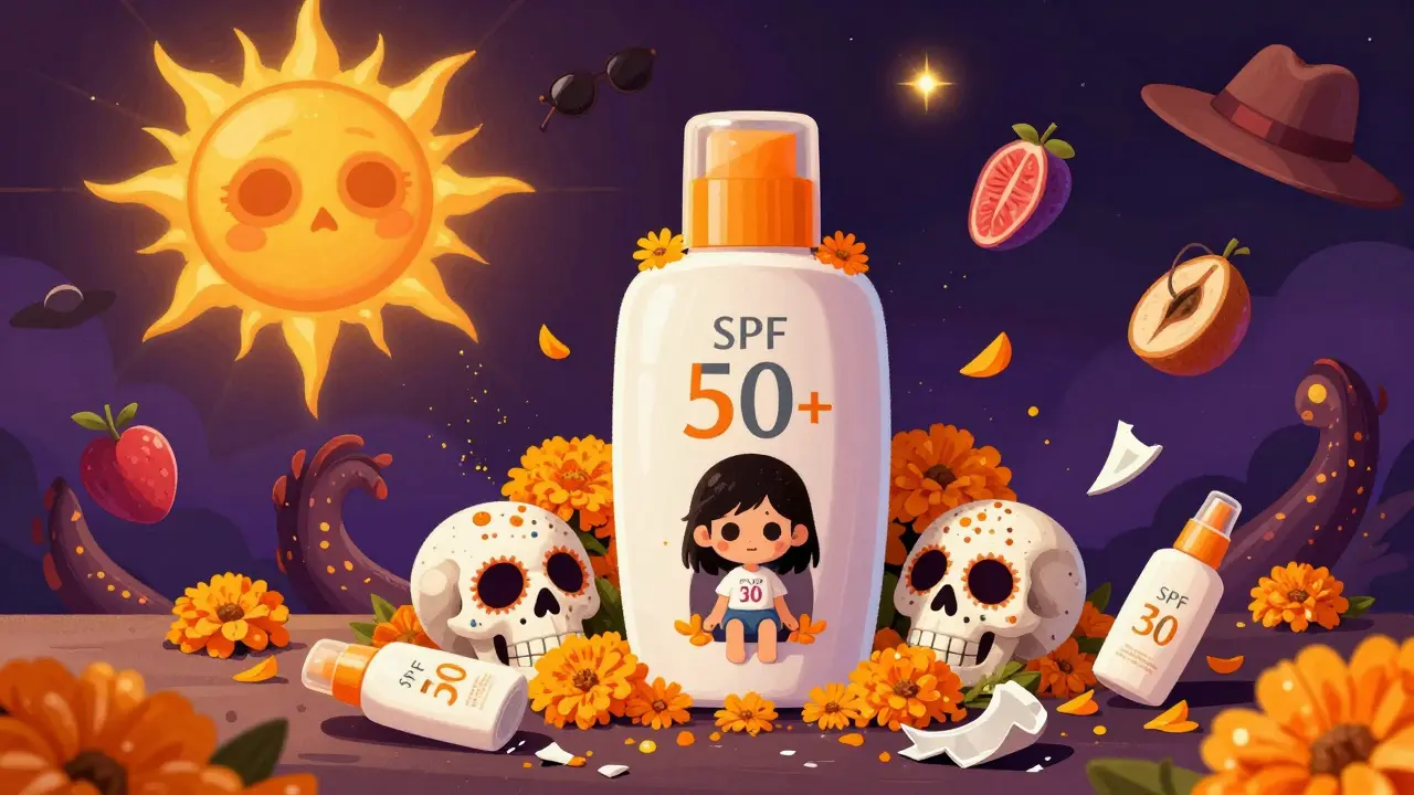 Гигантский солнцезащитный крем SPF 50+ защищает человека от угрожающих солнечных лучей.