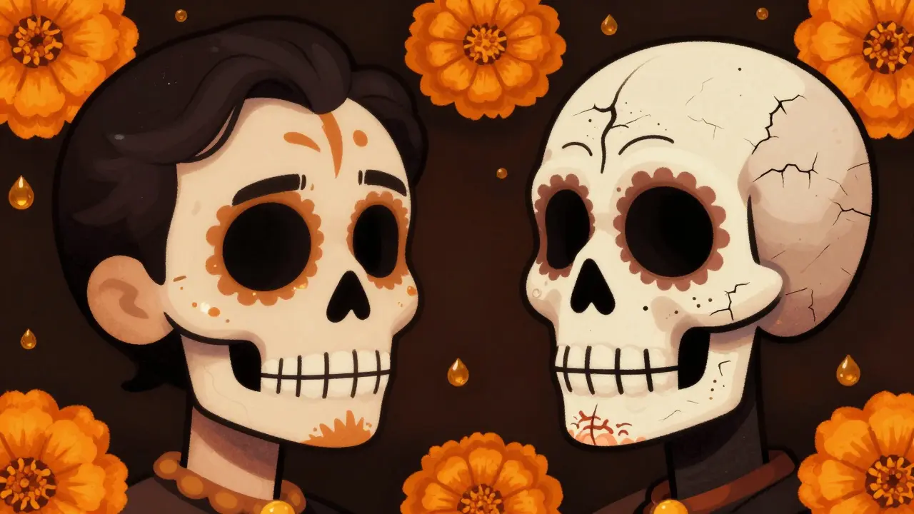 Два черепа: жирная Т-зона и сухие участки против полной сухости