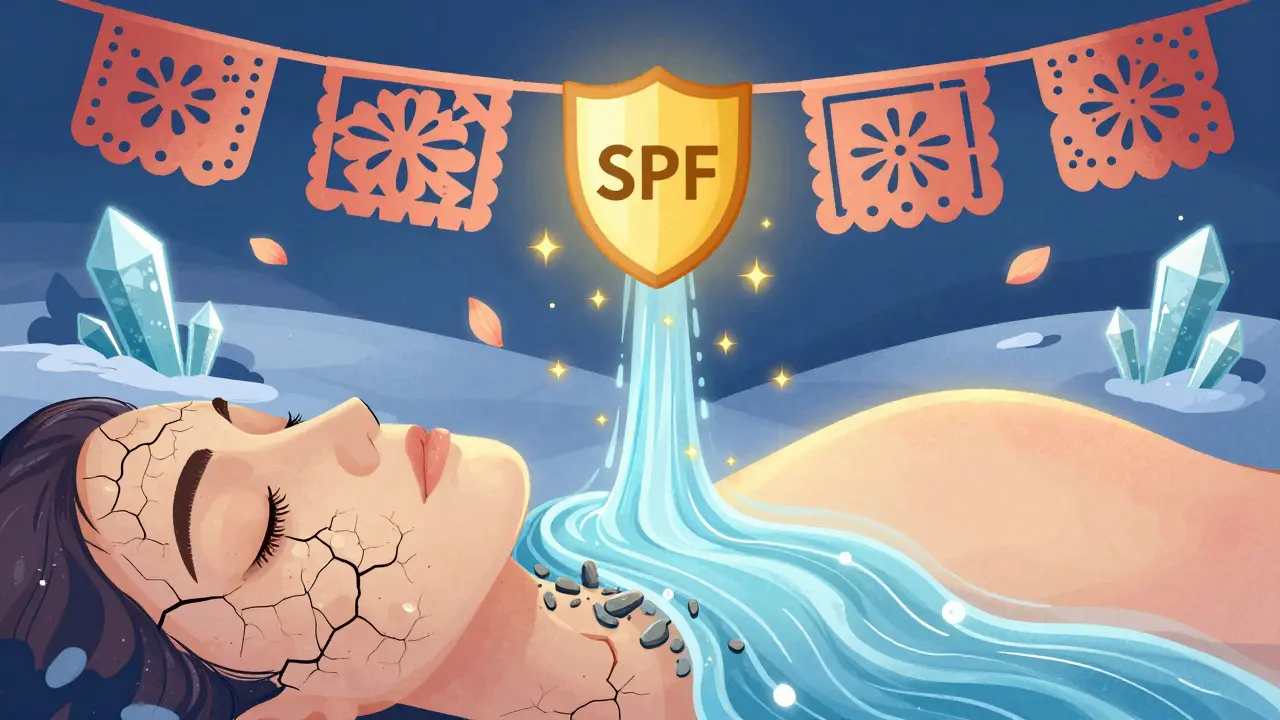 Превращение тусклой зимней кожи в гладкую и сияющую под действием светящихся кислот и защитного щита.