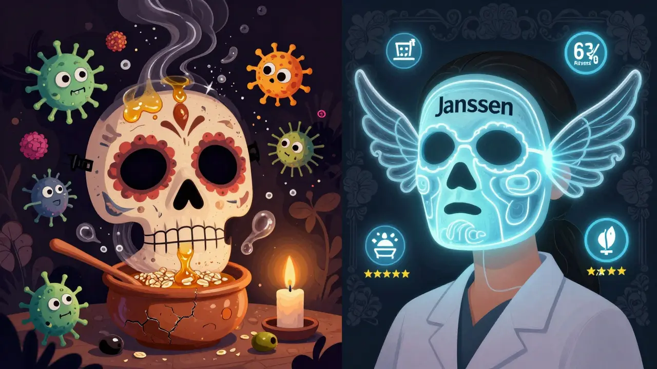 Сравнение хаотичной домашней маски и спокойной профессиональной маски с эффектом снижения покраснения