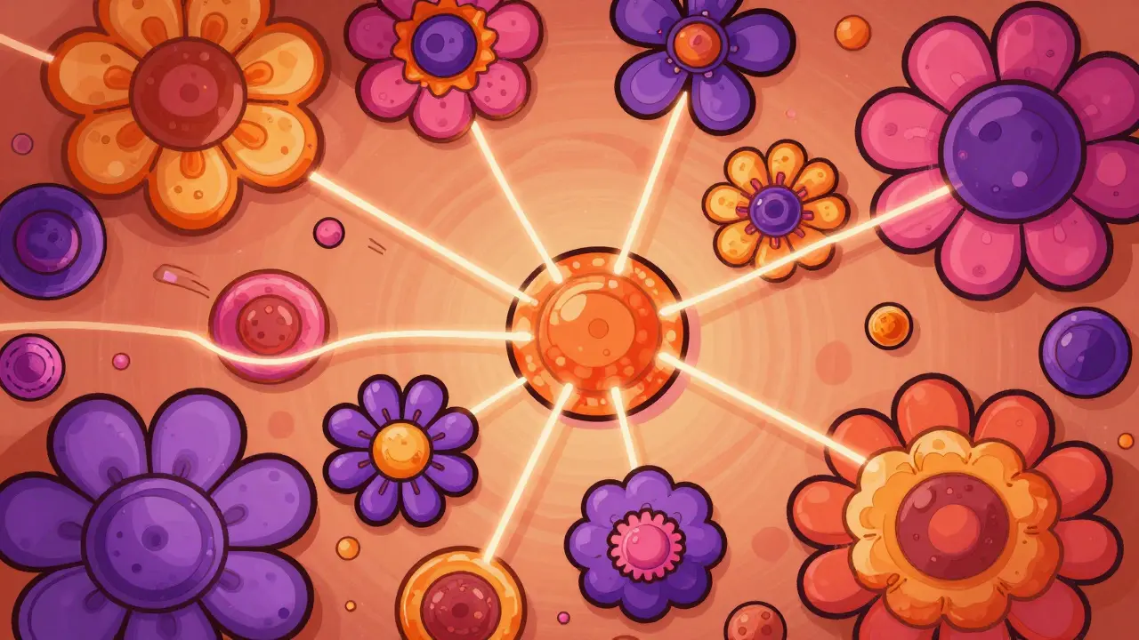 Цветы и нити символизируют стимуляцию клеток кожи