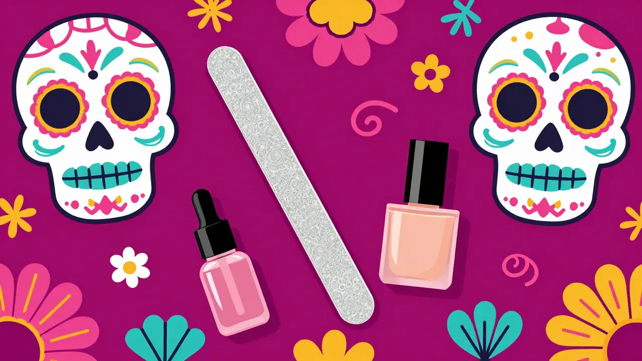 Набор для ухода за ногтями с пилкой и маслом в ярком стиле калавера