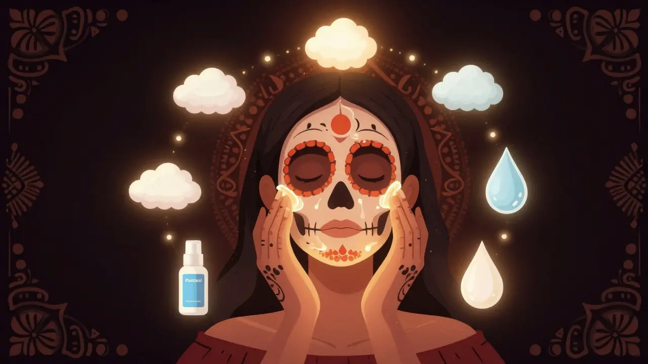 Ритуал ухода за кожей с использованием геля в стиле День Мертвых