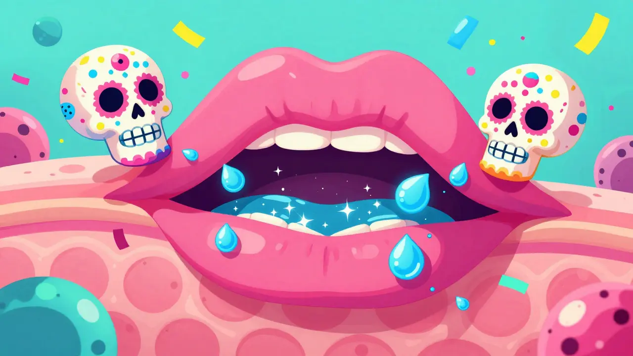 Схематичное изображение молекул гиалуроновой кислоты в виде сахарных черепов