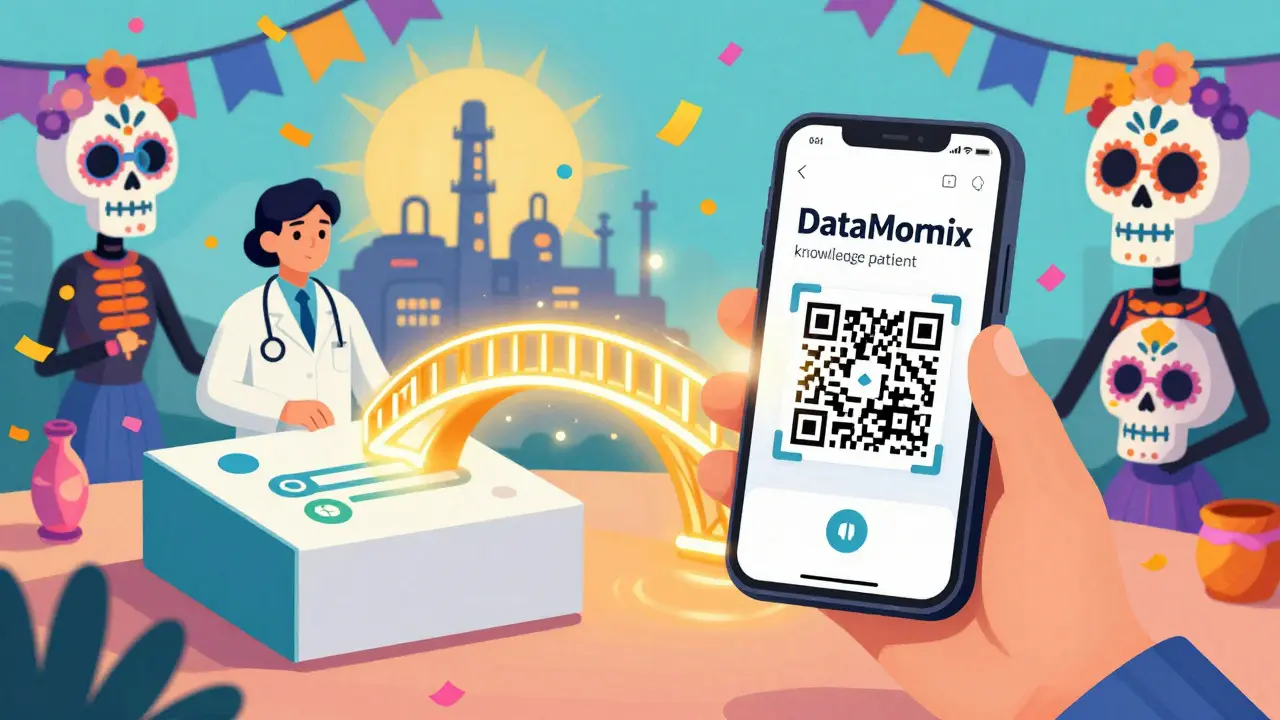 Сканирование кода маркировки препарата на смартфоне в ярком праздничном стиле