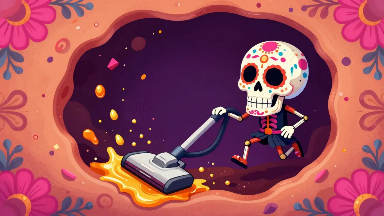 Стилизованный процесс глубокого очищения пор в эстетике День Мертвых